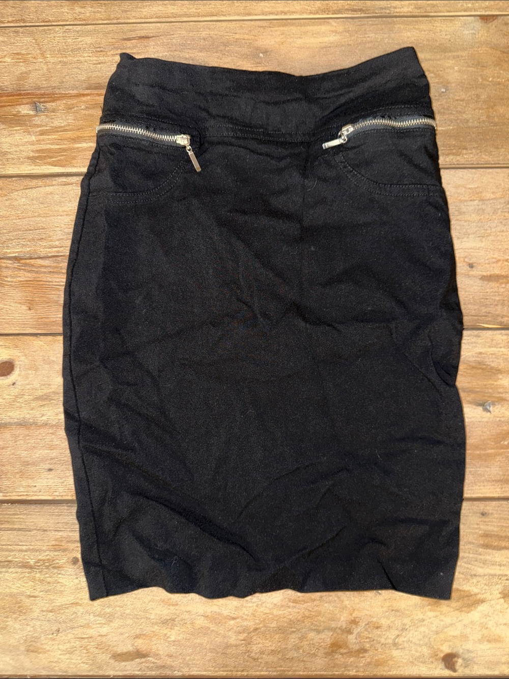 Joe B Black Pencil Skirt with Silver Zip Accents
